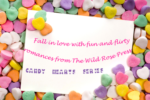 white notecard surrounded by candy conversation hearts- blank